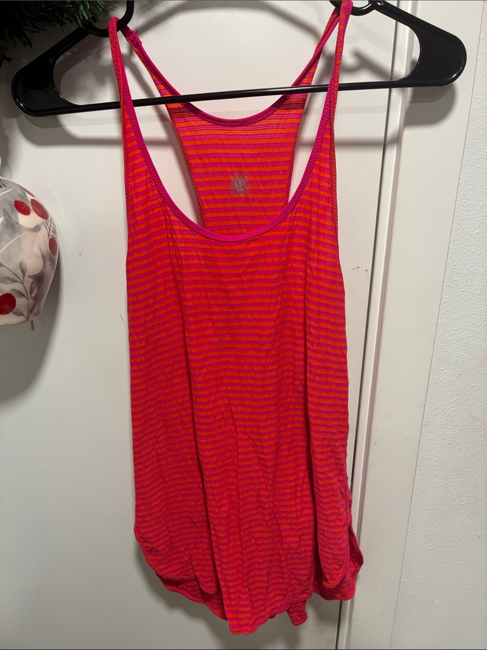 lululemon athletica Pink and Orange Striped Racerback Tank